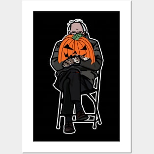 Bernie Sanders with spooky Halloween Pumpkin Posters and Art